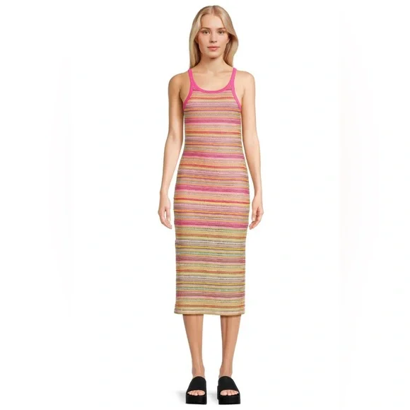 No Boundaries Stripe Tank Dress Pink Multi Color. Size S - Picture 8 of 15